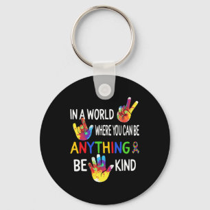 Autism Awareness In World Be Kind ASL Language Puz Keychain