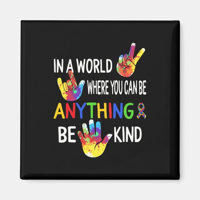 Autism Awareness In World Be Kind ASL Language Puz Magnet (Front)