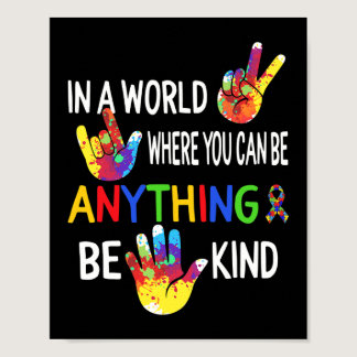 Autism Awareness In World Be Kind ASL Language Puz Poster