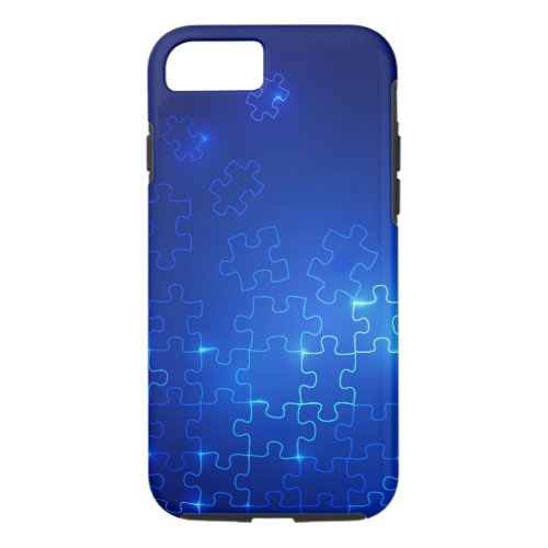 Autism Awareness iPhone 7 case Glowing Blue Puzzle