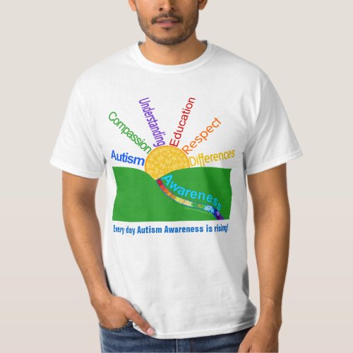 Autism Awareness Is Rising Sun Design T_Shirt