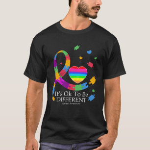 Autism Awareness It s Ok To Be Different Ribbon Pu T-Shirt