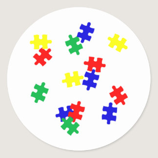 AUTISM AWARENESS ITEMS, puzzle pieces products Classic Round Sticker