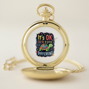 Autism Awareness It's Ok To Be A Little Different Pocket Watch