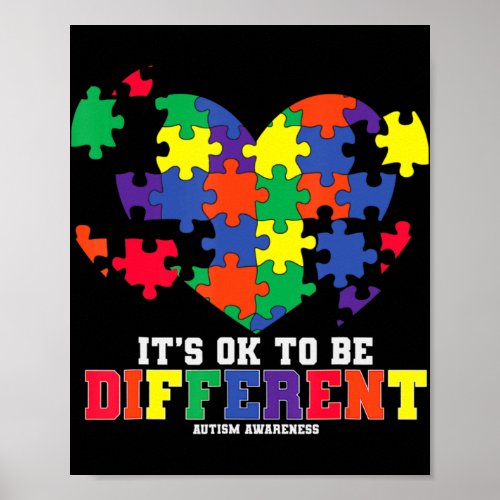 Autism Awareness  Its OK To Be Different Autism H Poster