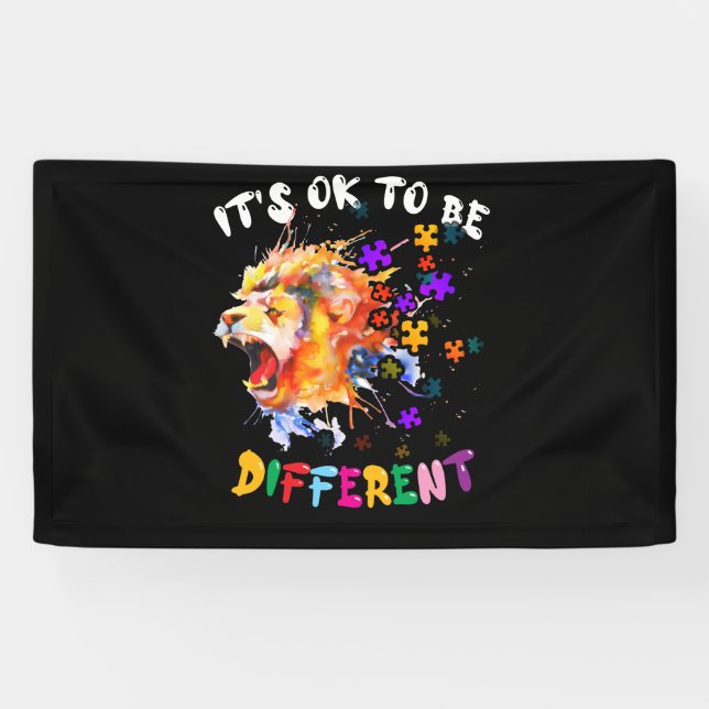 Autism Awareness It's OK to be different Colorful Banner (Horizontal)