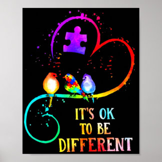 Autism Awareness It's OK To Be Different Love Puzz Poster