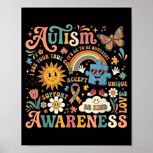 Autism Awareness Its Ok to Be Different Support Poster (Front)