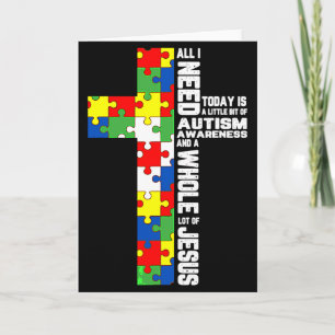 Autism Awareness Jesus Cross Puzzle Cool Christian Card