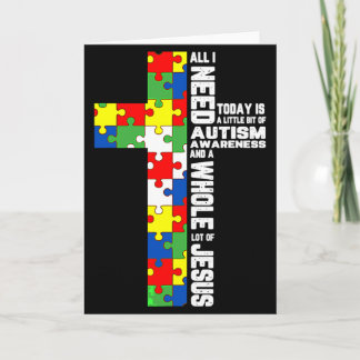 Autism Awareness Jesus Cross Puzzle Cool Christian Card