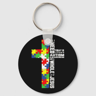 Autism Awareness Jesus Cross Puzzle Cool Christian Keychain