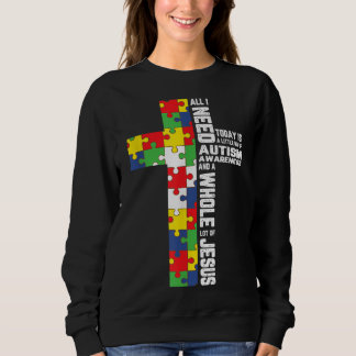 Autism Awareness Jesus Cross Puzzle Cool Christian Sweatshirt