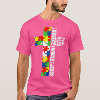 Autism Awareness Jesus Cross Puzzle Cool Christian T-Shirt