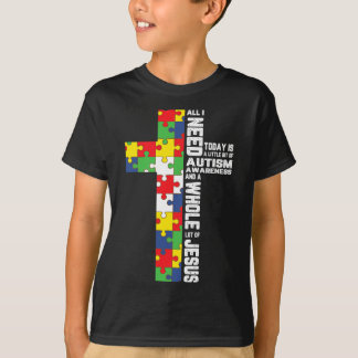 Autism Awareness Jesus Cross Puzzle Cool Christian T-Shirt