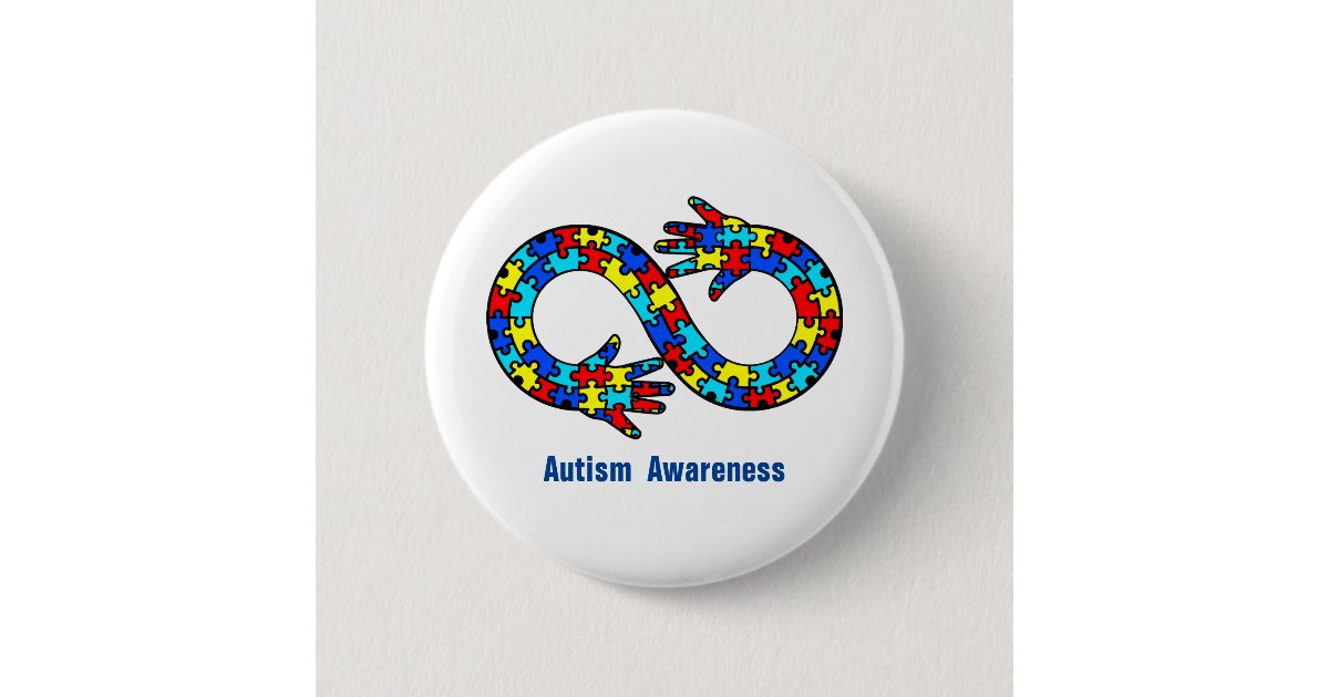 Autism Awareness Jigsaw Puzzle Infinity Symbol Button | Zazzle
