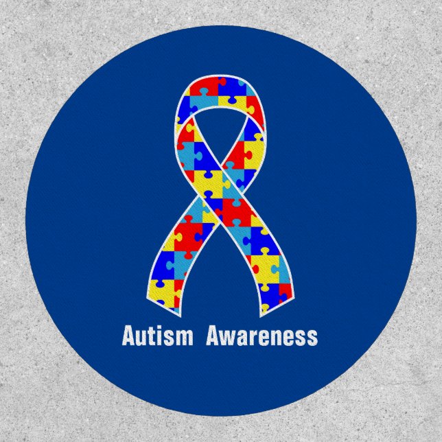 Autism Awareness Jigsaw Puzzle Ribbon Patch (Front)