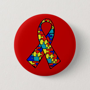 Autism Awareness Jigsaw Puzzle Ribbon Products Pinback Button