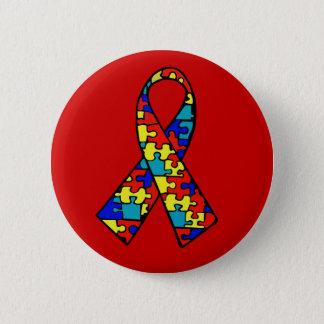 Autism Awareness Jigsaw Puzzle Ribbon Products Pinback Button