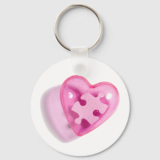 Autism Awareness Keychain Pink Puzzle Heart