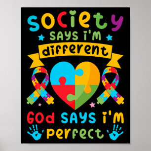Autism Awareness Kids Boys God Says I'm Perfect Poster