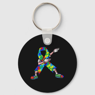 Autism Awareness Kids Dabbing Puzzle Piece Love Da Keychain