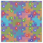 Autism Awareness Kids Hands Puzzle Pieces Purple Fabric