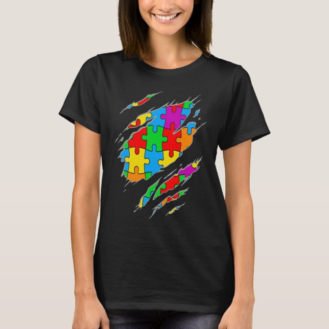 Autism Awareness  Kids Puzzle Sayings Graphic Plus T-Shirt (Front)