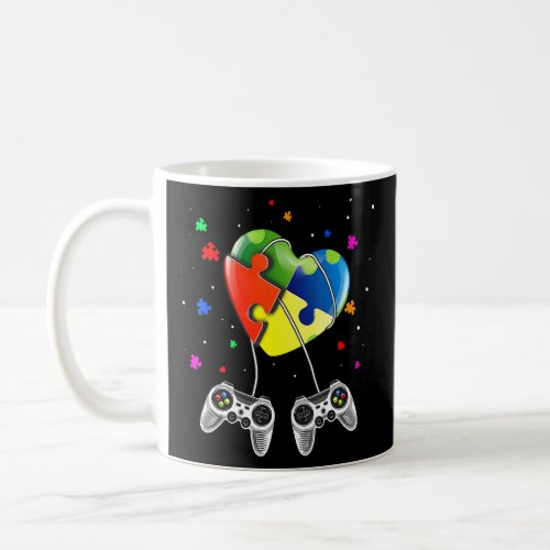 Autism Awareness Kids Video Gamer Puzzle Piece Blu Coffee Mug