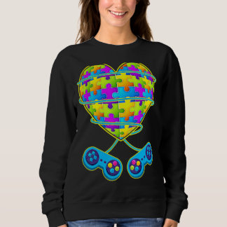 Autism Awareness Kids Video Gamer Puzzle Piece Blu Sweatshirt