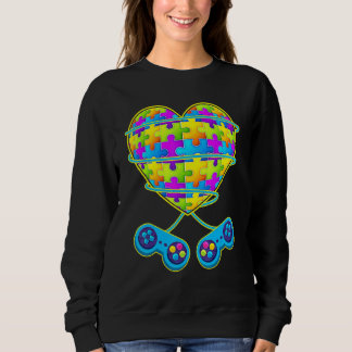 Autism Awareness Kids Video Gamer Puzzle Piece Blu Sweatshirt