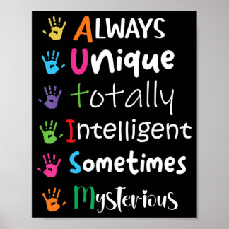 Autism Awareness Kindness  Always Unique Totally  Poster