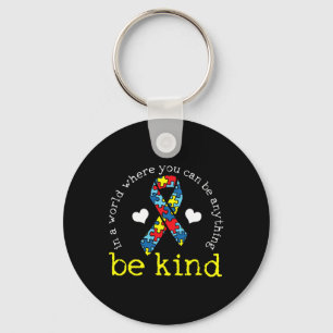 Autism Awareness Kindness Ribbon Heart Keychain
