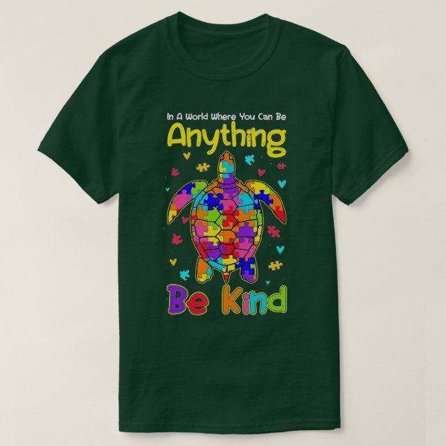 Autism Awareness Kindness Turtle  T-Shirt (Design Front)