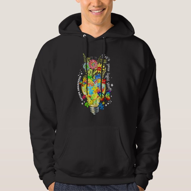autism awareness let your light shin hoodie (Front)