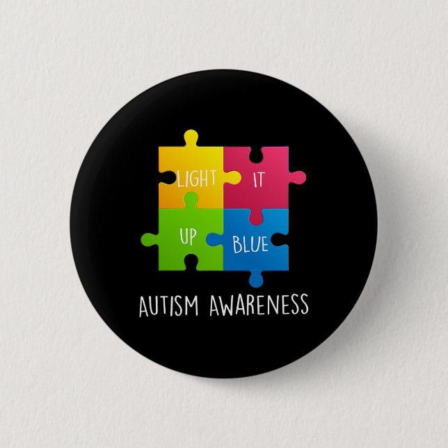 Autism Awareness Light It Up Blue  Button (Front)