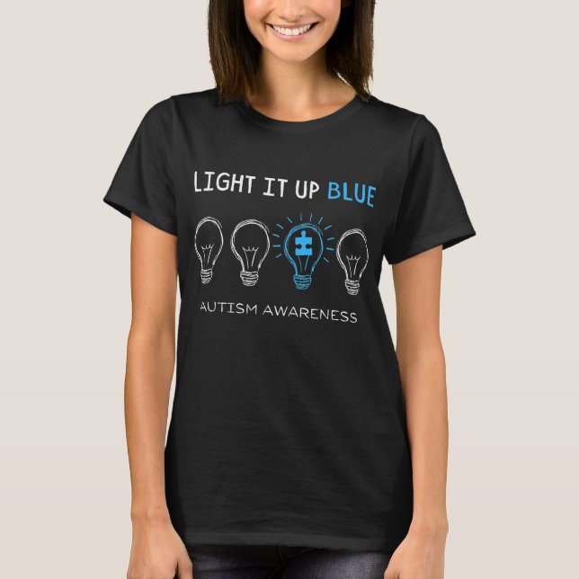 Autism Awareness Light It Up Blue Mom T-Shirt (Front)