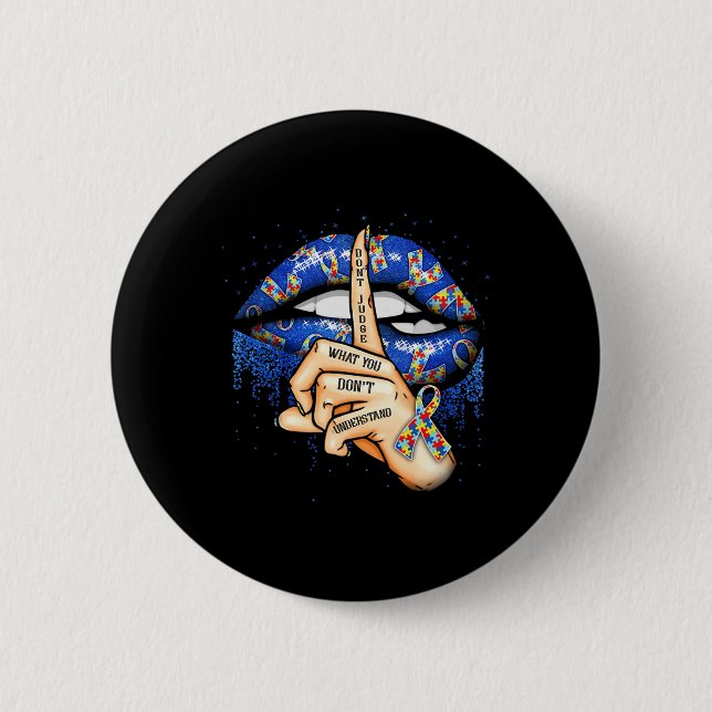 Autism Awareness Lips 1  Button (Front)