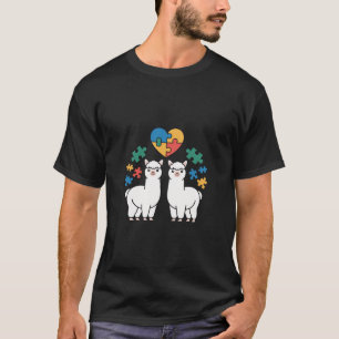 Autism Awareness Llama Puzzle Heart Pieces Lov T-Shirt