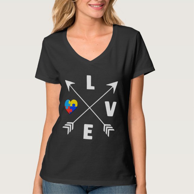 Autism Awareness Love Cross Autism T-Shirt (Front)