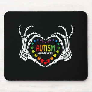 Autism Awareness Love Heart Puzzle Piece Skull Mouse Pad