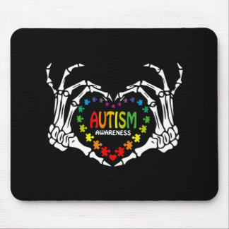 Autism Awareness Love Heart Puzzle Piece Skull  Mouse Pad