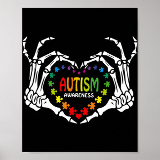 Autism Awareness Love Heart Puzzle Piece Skull  Poster