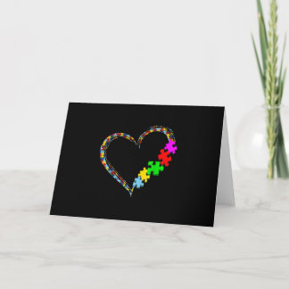 Autism Awareness Love Heart Puzzle Piece Valentine Card