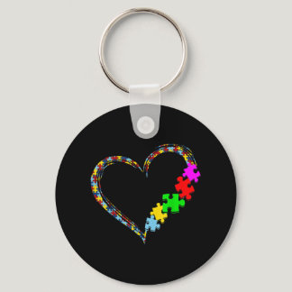 Autism Awareness Love Heart Puzzle Piece Valentine Keychain