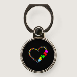 Autism Awareness Love Heart Puzzle Piece Valentine Phone Ring Stand