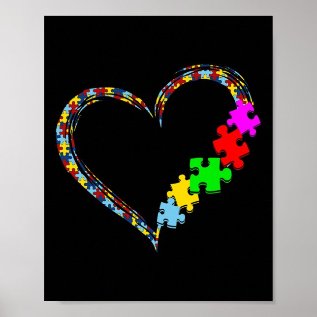 Autism Awareness Love Heart Puzzle Piece Valentine Poster (Front)