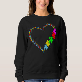 Autism Awareness Love Heart Puzzle Piece Valentine Sweatshirt
