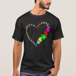 Autism Awareness Love Heart Puzzle Piece Valentine T-Shirt