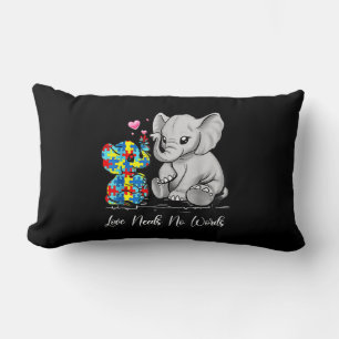 Autism Awareness Love Needs No Words Elephant Supp Lumbar Pillow