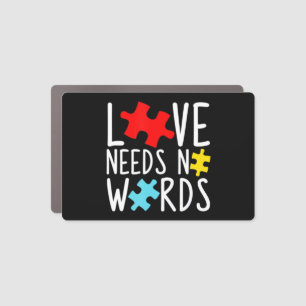 Autism Awareness Love Needs No Words Puzzle Pieces Car Magnet
